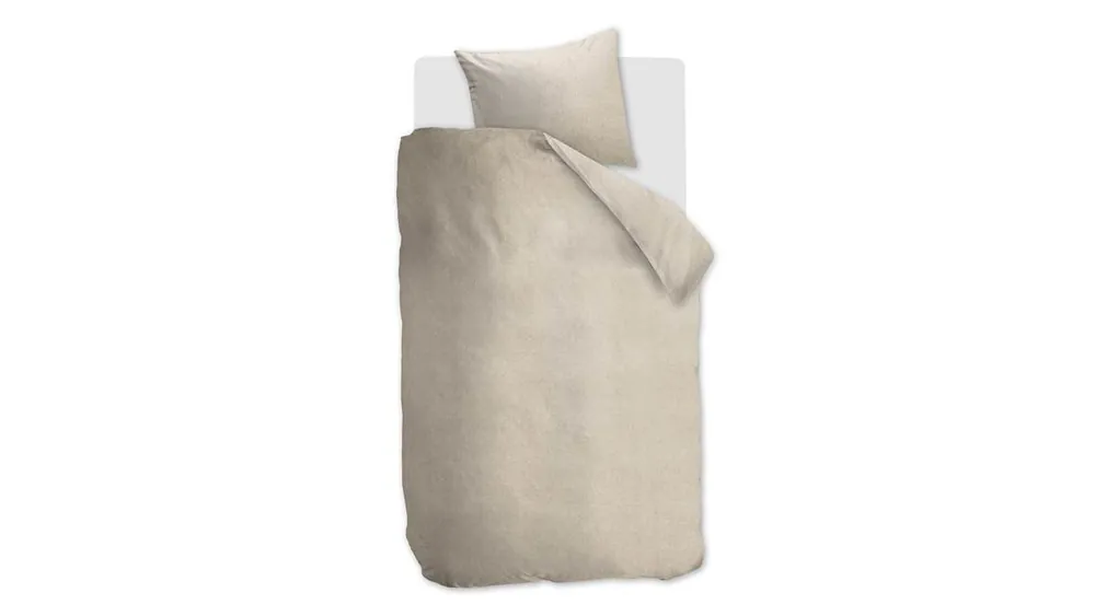 Snoozing Flanel Uni dekbedovertrek light sand Superprijs
