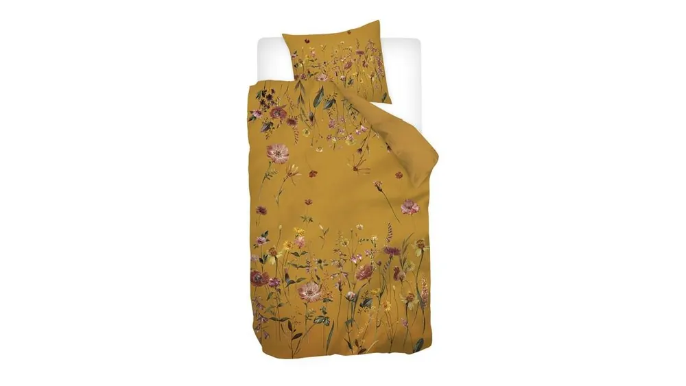 Snoozing Meadow Flowers flanel dekbedovertrek okergeel Op = Op