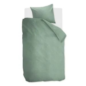 Snoozing Flanel Uni dekbedovertrek grey green Koopje