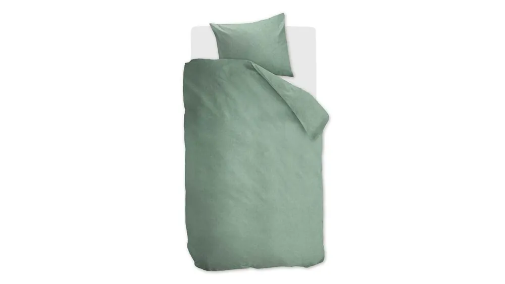Snoozing Flanel Uni dekbedovertrek grey green Koopje