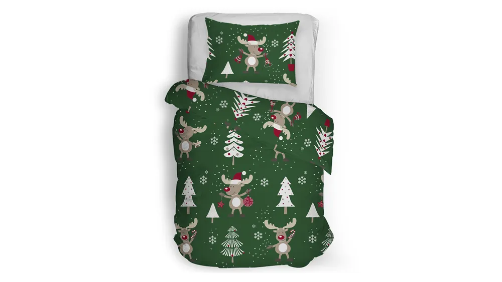 Exclusieve Aanbieding Snoozing Gina flanel dekbedovertrek groen