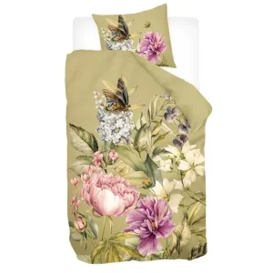 Snoozing Flowering dekbedovertrek groen Premium