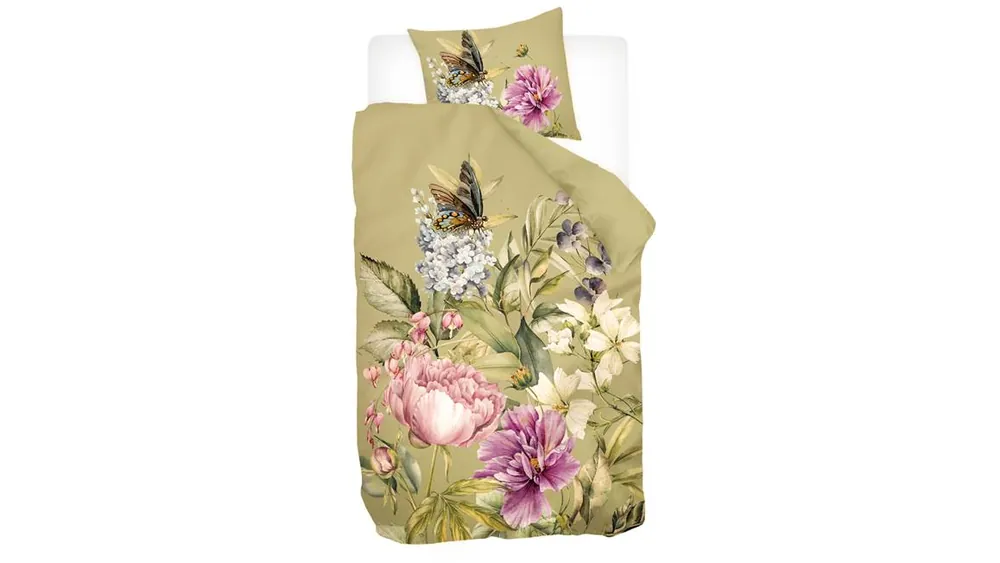 Snoozing Flowering dekbedovertrek groen Premium