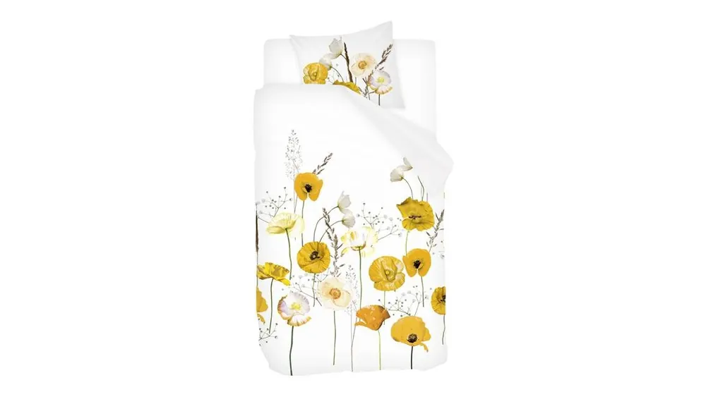 Fabrieksprijs Snoozing Yellow Poppy flanel dekbedovertrek geel