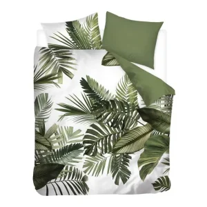 Laatste Kans Snoozing Palm Leaves flanel dekbedovertrek groen