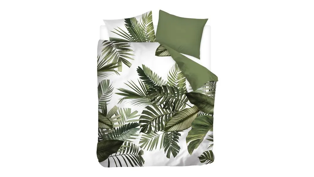 Laatste Kans Snoozing Palm Leaves flanel dekbedovertrek groen