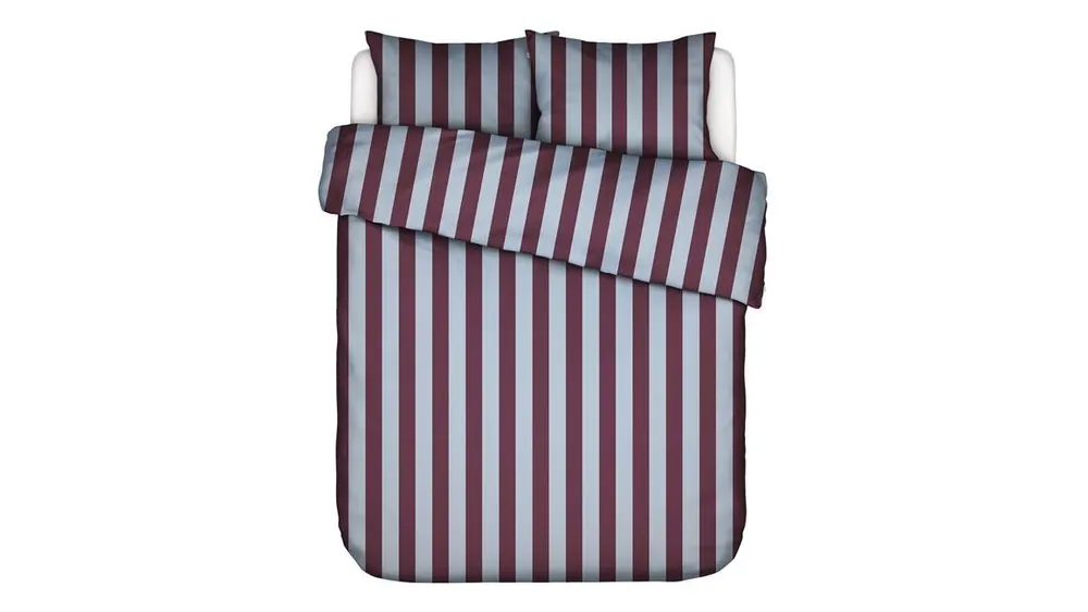 Essenza Minte Stripe dekbedovertrek mauve wine - ice blue Topkwaliteit
