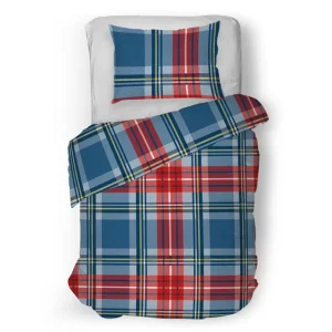 Koopje Snoozing Elien flanel dekbedovertrek blauw/rood