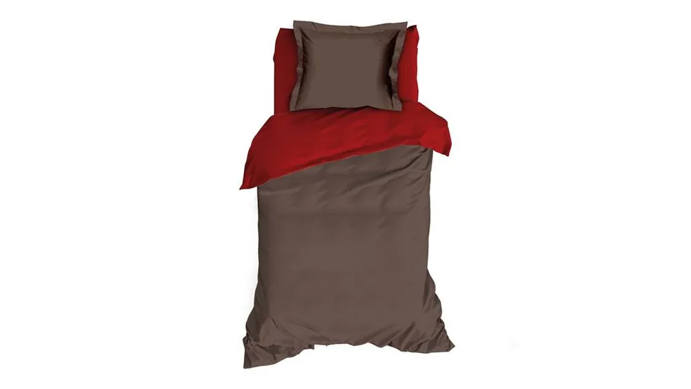 Fabrieksprijs Romanette Comtesse flanel dekbedovertrek bruin/rood