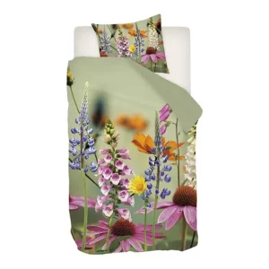 Snoozing Foxglove flanel dekbedovertrek groen Nieuw Model