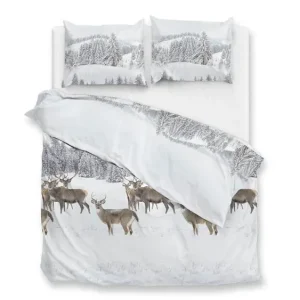 Beste Prijs Zohome Cervo flanel dekbedovertrek white