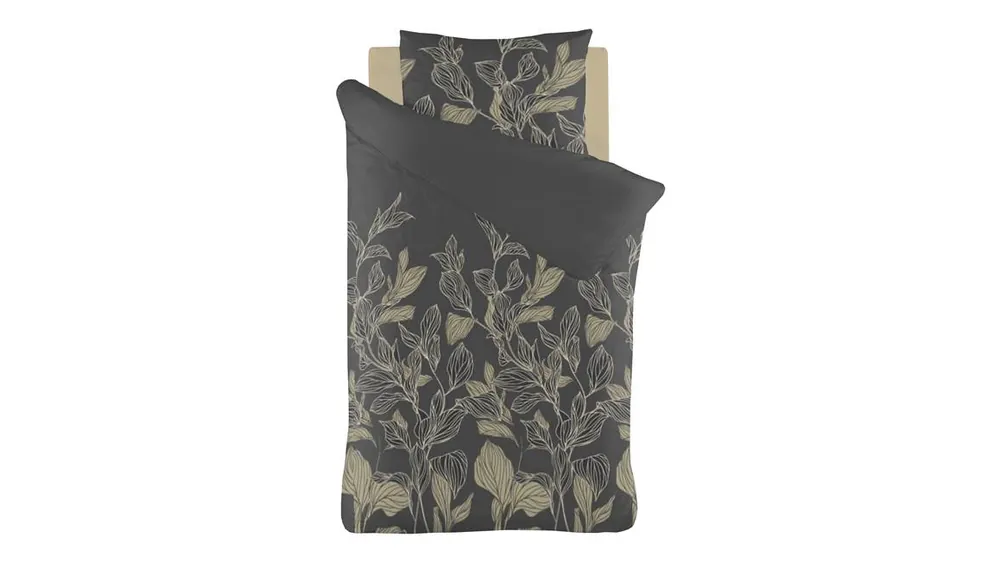Groothandel iSeng Two Tone Flowers dekbedovertrek antraciet