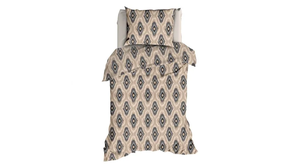 Modern Romanette Ottoman flanel dekbedovertrek beige/antra