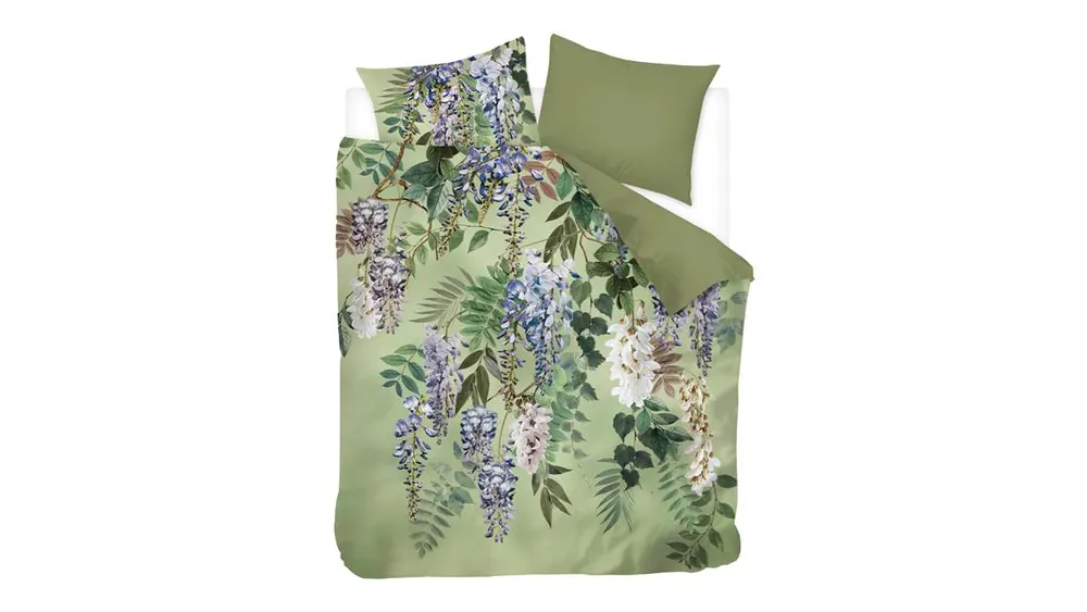 Hete Deal Snoozing June flanel dekbedovertrek olijfgroen