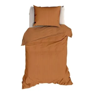 Satin d'Or Satijnstreep dekbedovertrek spiced terra Bulkbestelling