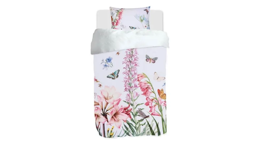 Ambachtelijk M.M Linen Fleur dekbedovertrek wit