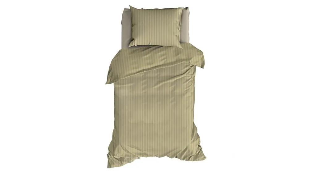 Nu Kopen Satin d'Or Satijnstreep dekbedovertrek khaki