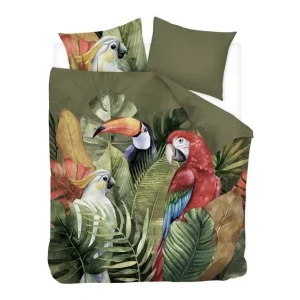 Modern Snoozing Macaw flanel dekbedovertrek multi