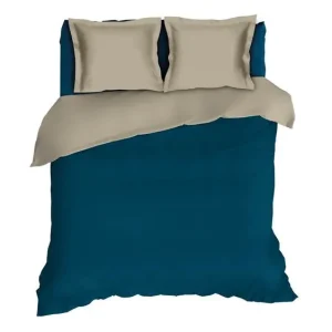 Weekendaanbieding Romanette Comtesse flanel dekbedovertrek teal/sand