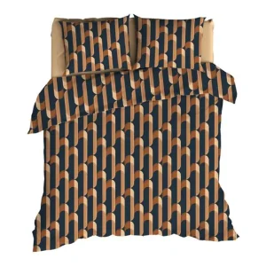 Romanette Vallarta flanel dekbedovertrek terra/blauw Gratis Verzending