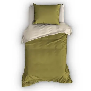 Satin d'Or Reverso dekbedovertrek olijfgroen/beige Merkproduct