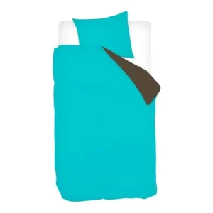 Budget Snoozing Two Tone flanel dekbedovertrek turquoise/bruin