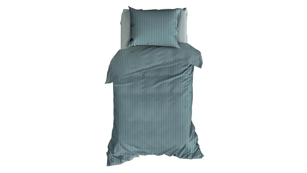 Satin d'Or Satijnstreep dekbedovertrek smoke blue Finale Uitverkoop