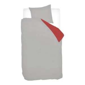 Topkwaliteit Snoozing Two Tone dekbedovertrek grijs/rood