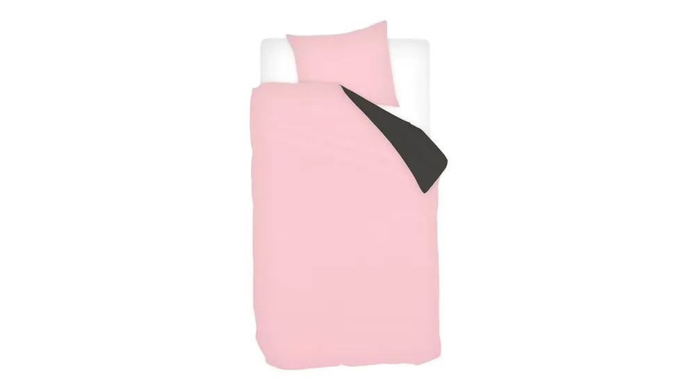 Snoozing Two Tone flanel dekbedovertrek roze/antraciet Bulkbestelling