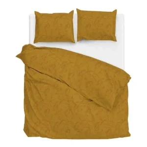 Zohome Fiori di Satinado dekbedovertrek ochre gold Gratis Verzending