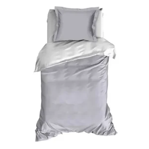 Luxe Romanette Comtesse flanel dekbedovertrek zilver/wit