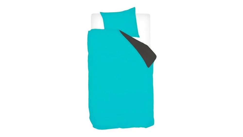 Snoozing Two Tone flanel dekbedovertrek turquoise/antraciet Beperkt Aanbod