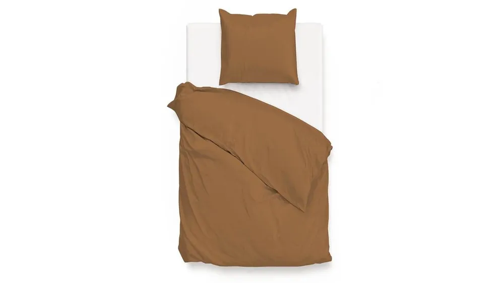 Zohome Satinado dekbedovertrek cognac brown Koopje