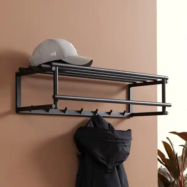 Trendy Zwarte kapstok met hoedenplank - Bodio Buis