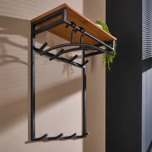 Budget Grote kapstok met houten plank - Santa Custom