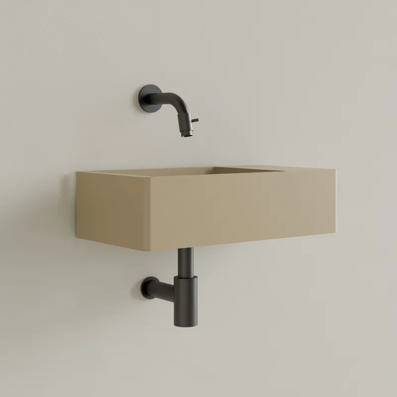 Sanigoods Luko fontein 40x22cm rechts zonder kraangat cappuccino Garantie Inbegrepen