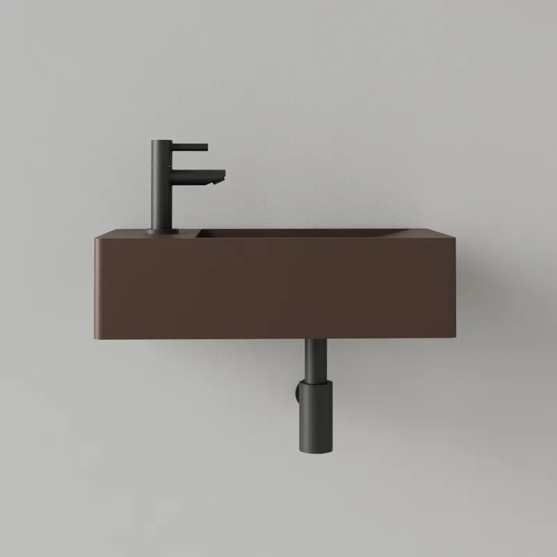 Bestel Nu Sanigoods Luko fontein 40x22cm links met kraangat choco bruin