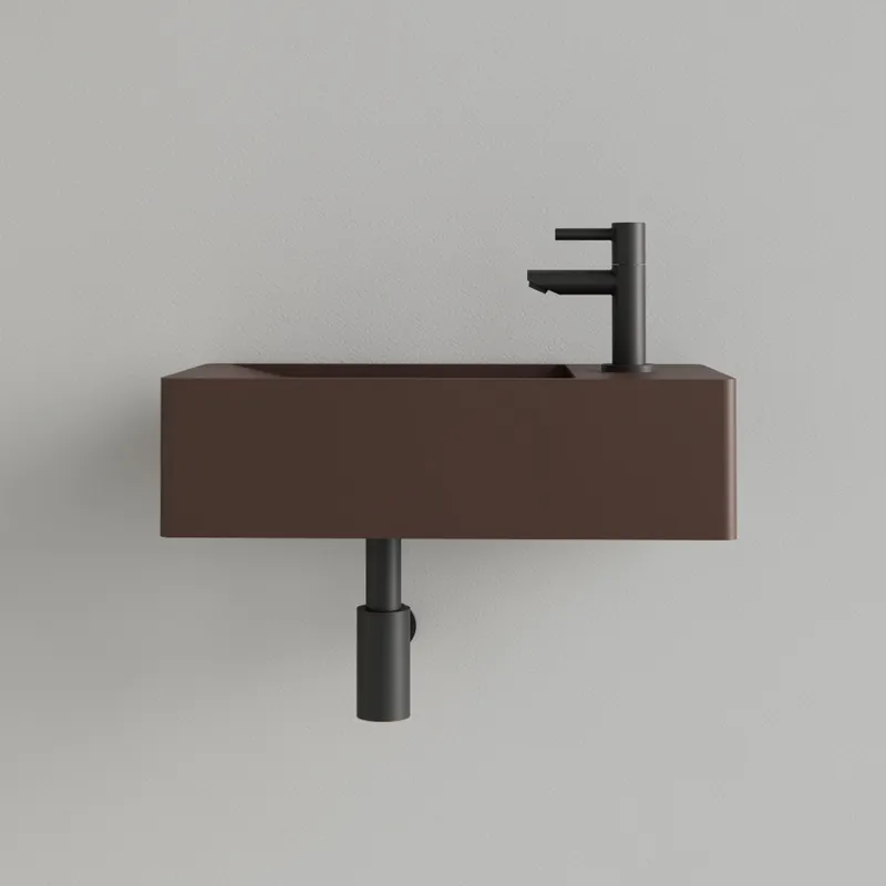Sanigoods Luko fontein 40x22cm rechts met kraangat choco bruin Populair