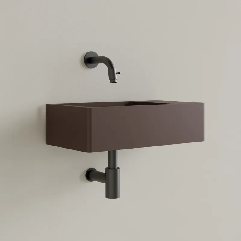 Sanigoods Luko fontein 40x22cm rechts zonder kraangat choco bruin Actieprijs