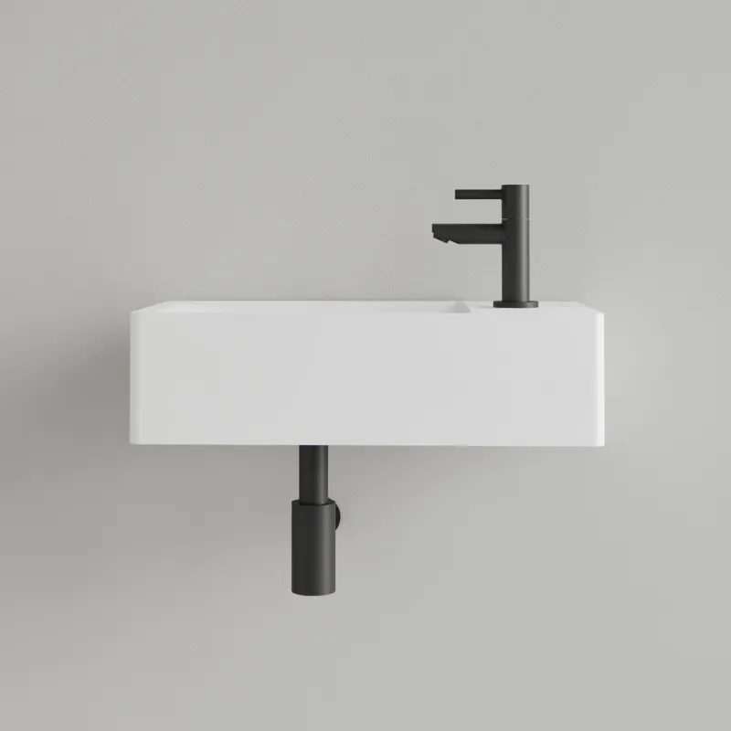Ambachtelijk Sanigoods Luko fontein 40x22cm rechts met kraangat mat wit