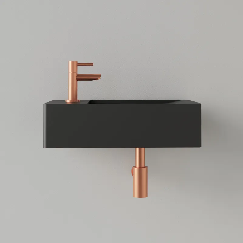 Sanigoods Luko fontein 40x22cm links met kraangat mat zwart Gecertificeerd
