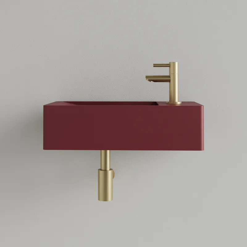 Sanigoods Luko fontein 40x22cm rechts met kraangat wijn rood Hoge Kwaliteit