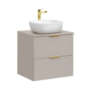 Lage Prijs Comad Adele Cashmere badkamermeubel 60cm taupe met witte waskom