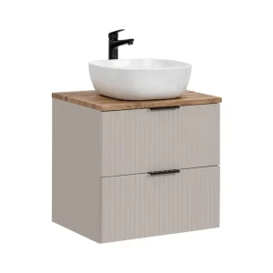 Direct Verzonden Comad Adele Cashmere badkamermeubel 60cm taupe met waskom en toppaneel eiken