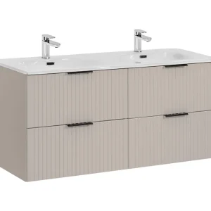 Comad Adele Cashmere badkamermeubel 120cm taupe met wastafel wit glans 2 kraangaten Favoriet