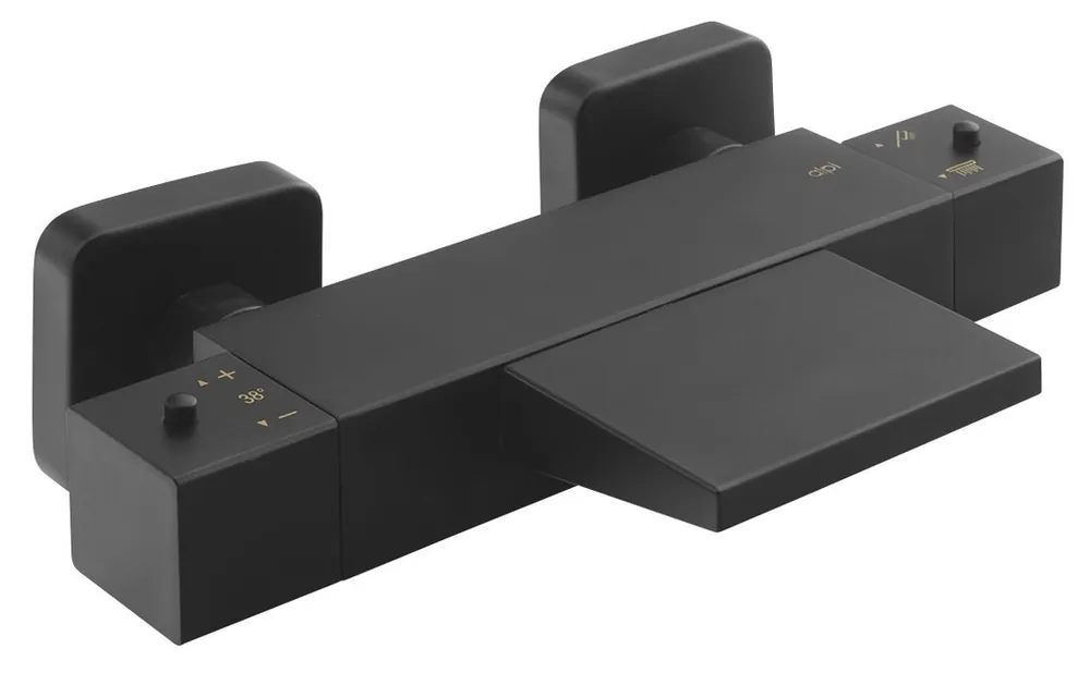 Sapho Dimy thermostatische waterval badkraan zwart mat Superprijs