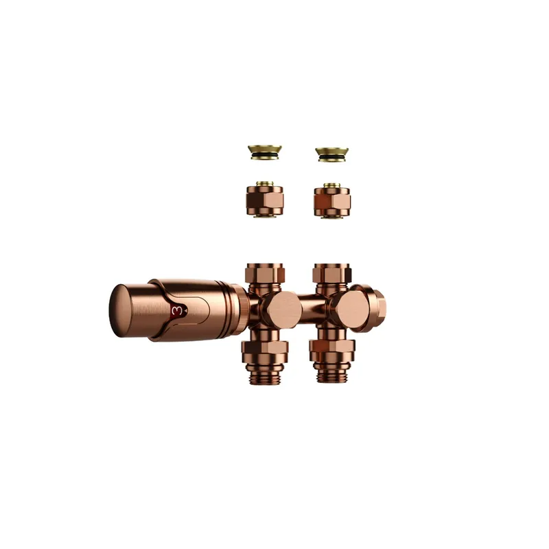 Flitsaanbieding Sanigoods thermostatische radiatorkraan recht 1/2"x16 M30 koper geborsteld