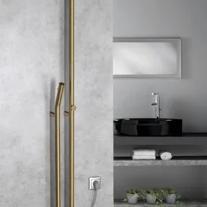 Topkwaliteit Sapho Duopasso elektrische handdoek radiator 12x170cm geborsteld messing