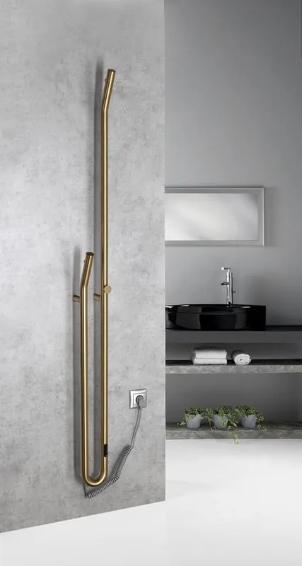 Topkwaliteit Sapho Duopasso elektrische handdoek radiator 12x170cm geborsteld messing