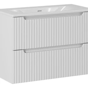 Geld-Terug-Garantie Comad Nova White badkamermeubel 80cm wit met 2 lades en wastafel 1 kraangat